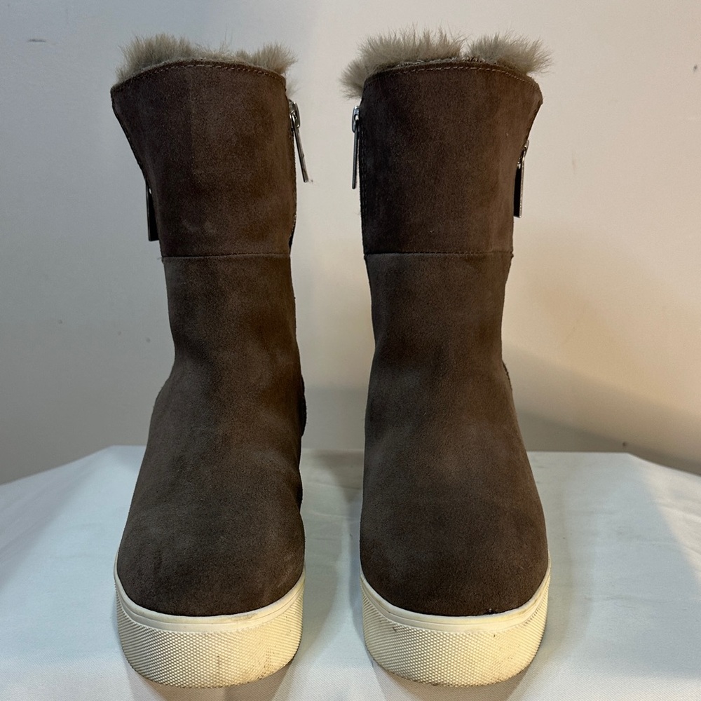 J Slides Brown Winter Boots with Fur Trim